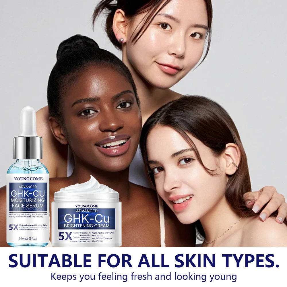 GHK-CU Copper Peptide Anti-Aging Face Cream & Serum - Firming & Hydrating Moisturizer for All Skin Types, Skincare for Women