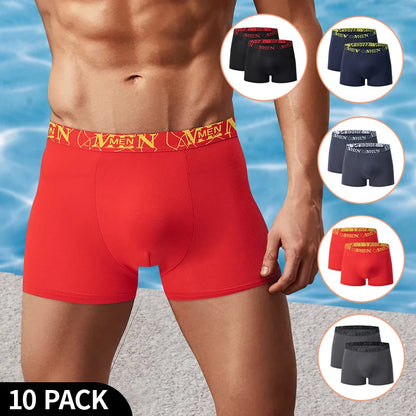 5 /10 Pack Men's Black Gold Printed Boxer Underwear Comfortable And Versatile Plus Size Sexy Young Men's Leisure Sports Beach sh