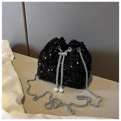 Crossbody Bags Sequin Women's New Korean Bucket Bag Bright Eyes Style Fashion Crossbody Dinner Single Shoulder Bags