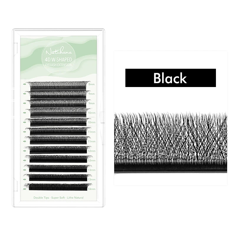 NATUHANA 3D 4D 5D W-Shape Eyelash Extension C D L LU(M) Curl Colorful Lashes High Quality Clover W Brown Shape Eyelash