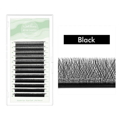NATUHANA 3D 4D 5D W-Shape Eyelash Extension C D L LU(M) Curl Colorful Lashes High Quality Clover W Brown Shape Eyelash