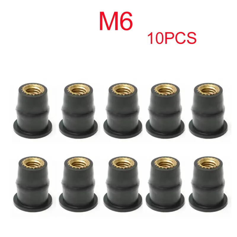 30/10PCS M5 M6 Motorcycle Windscreen Windshield Bolts Screws Metric Rubber Well Nut Fastener For Honda Suzuki Yamaha Kawasaki
