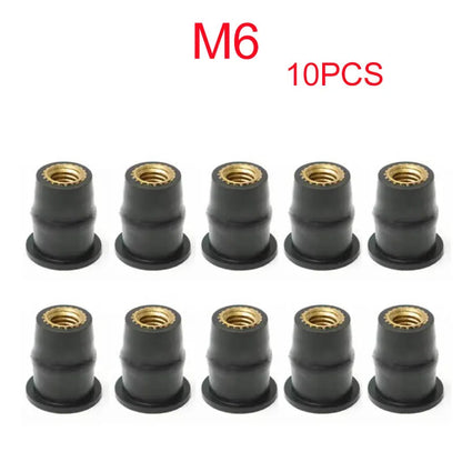 30/10PCS M5 M6 Motorcycle Windscreen Windshield Bolts Screws Metric Rubber Well Nut Fastener For Honda Suzuki Yamaha Kawasaki