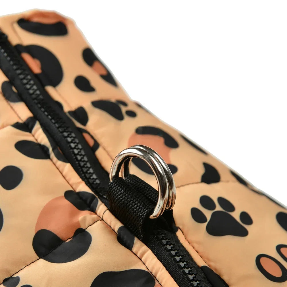 Dog Jacket Winter Warm Clothes For Small Medium Dogs Cats Leopard Print Pet Puppy Coat With D-ring Chihuahua Yorkie Pug Outfits