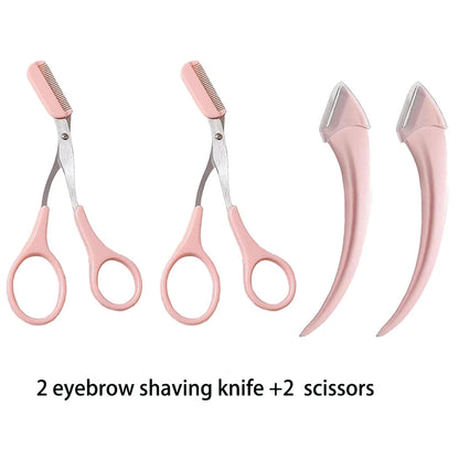 Eyebrow Trimming Knife Eyebrow Face Razor For Women Professional Eyebrow Scissors With Comb Brow Trimmer Scraper Accessories