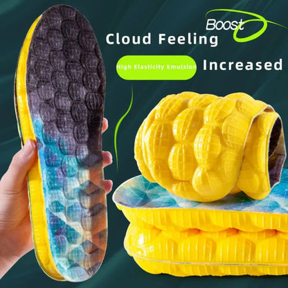 Breathe for Feet Men Running Insole1Pair 4D Cloud Technologyt High Elasticity Sports Deodorant Insoles for Shoes Yellow PU Sole