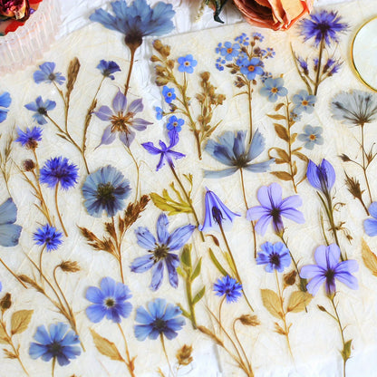Journamm 50Pcs Transparent Decoration Flower Stickers for Scrapbooking PET Floral Stickers for Journaling Scrapbooking