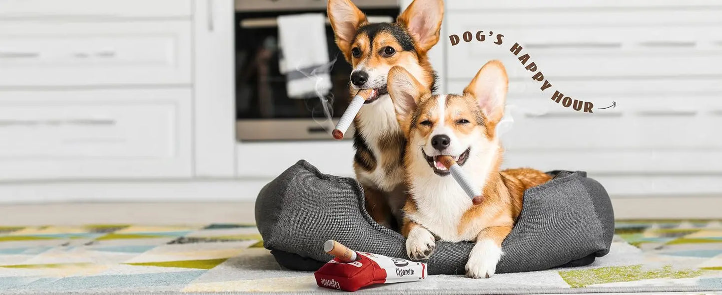 Funny Interactive Plush Dog Toys Creative Cigarette Interactive Giggles Dog Toys Funny Plush Chewing Toy Cigaret Box Pet Gifts