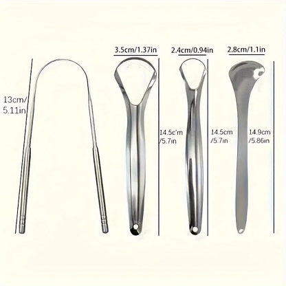 Adult Tongue Scraper Set Stainless Steel Spoon shaped tongue scraper, Reduces Bad Breath,Easy to Use,Oral Hygiene Tongue Cleaner