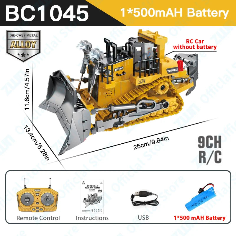 ZWN 2.4G Remote Control Excavator Dump Truck RC Model Car Toy Professional Alloy Plastic Simulation Construction Vehicle for Kid