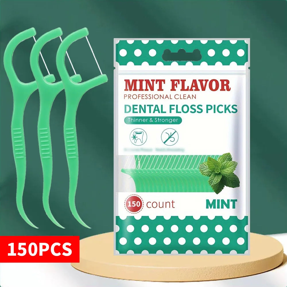 50/150/300/600PCS ultra-fine mint dental floss sticks paired with mini compact dental floss boxes are essential for travel
