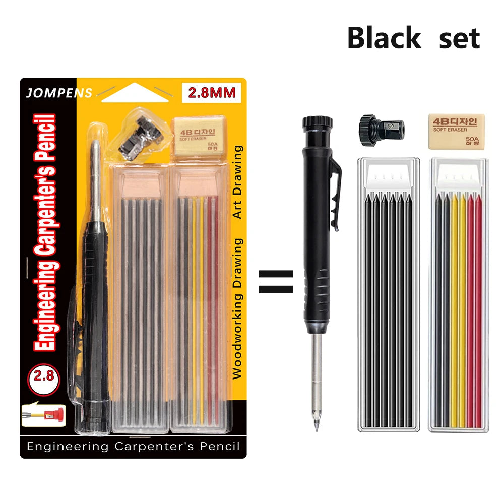 Solid Carpenter Pencil Set Deep Hole Marking Tool Pen Built In Pencil Sharpener Carpenter Lead Core Automatic Pencil Drawing Pen