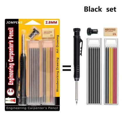 Solid Carpenter Pencil Set Deep Hole Marking Tool Pen Built In Pencil Sharpener Carpenter Lead Core Automatic Pencil Drawing Pen