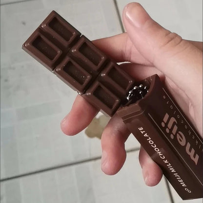 Hot Japanese Style Simulated Meiji Chocolate Fidget Toy Bendable Snap Stress Relief Keychain Pendant Creative Gift S