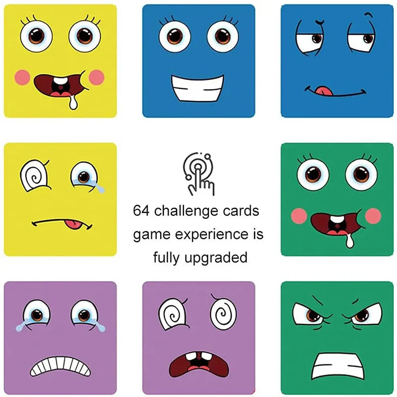 Children's Wooden Four Person Battle Face Changing Facial Expressions Magic Cube Building Blocks Wooden Interactive Games