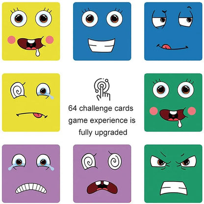 Children's Wooden Four Person Battle Face Changing Facial Expressions Magic Cube Building Blocks Wooden Interactive Games