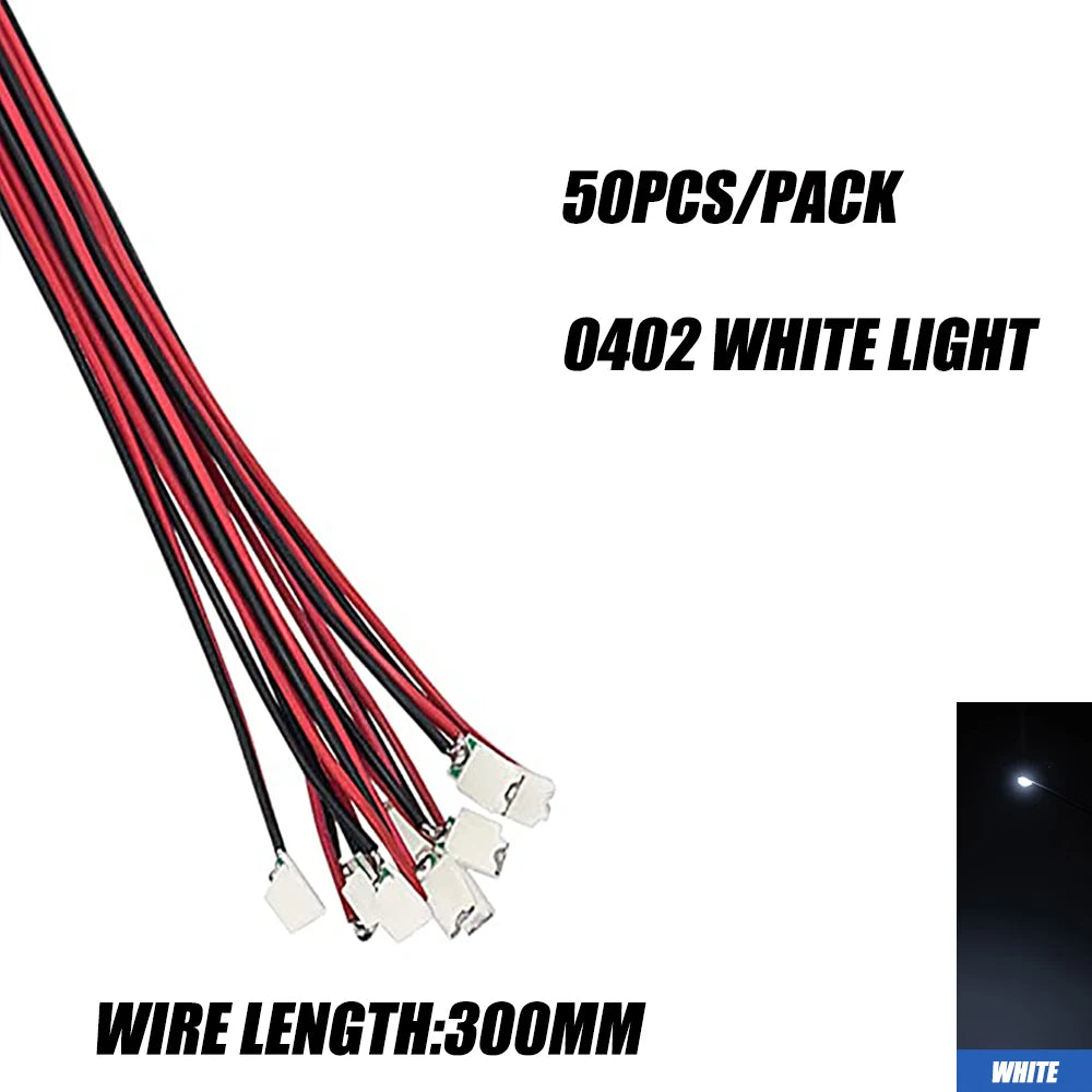 50Pcs/bag 0402 0603 DIY SMD Lamp Wired Micro Litz Led Pre-soldered Chip Wired 3V Railway Model Toy Light DIY Leads Wires 30cm