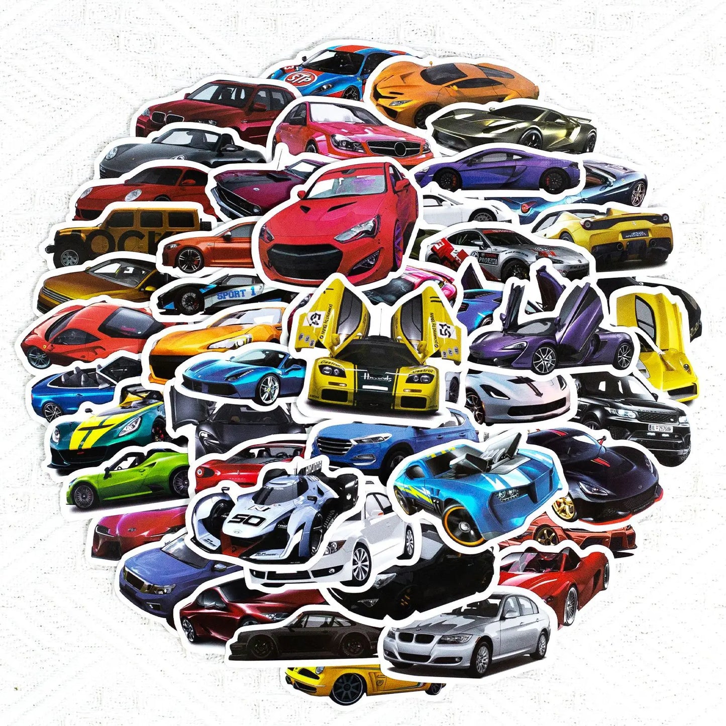 50pcs Cool Car Sticker, Racing Car Sticker and Decals for Kids, Phone Case, Guitar, Scooter, Laptop, Kettle Decoration Stickers