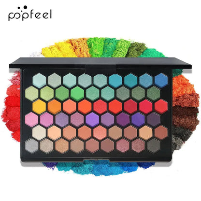 POPFEEL 54-Color Eyeshadow Palette - Versatile Earth Tones & Vibrant Rainbow Shades in One Compact - Create Endless Makeup Looks