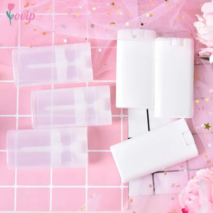 10pcs/lot About 15g Portable Deodorant Containers Clear White Lipstick  Lip Tube Plastic Empty Diy Oval Lip Balm Tubes