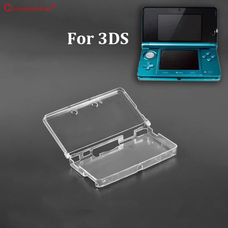 1PC Clear Crystal Protective Case Cover Hard Shell Skin for 3DS + Anti Dust Film For NS 3DS Screen Protector