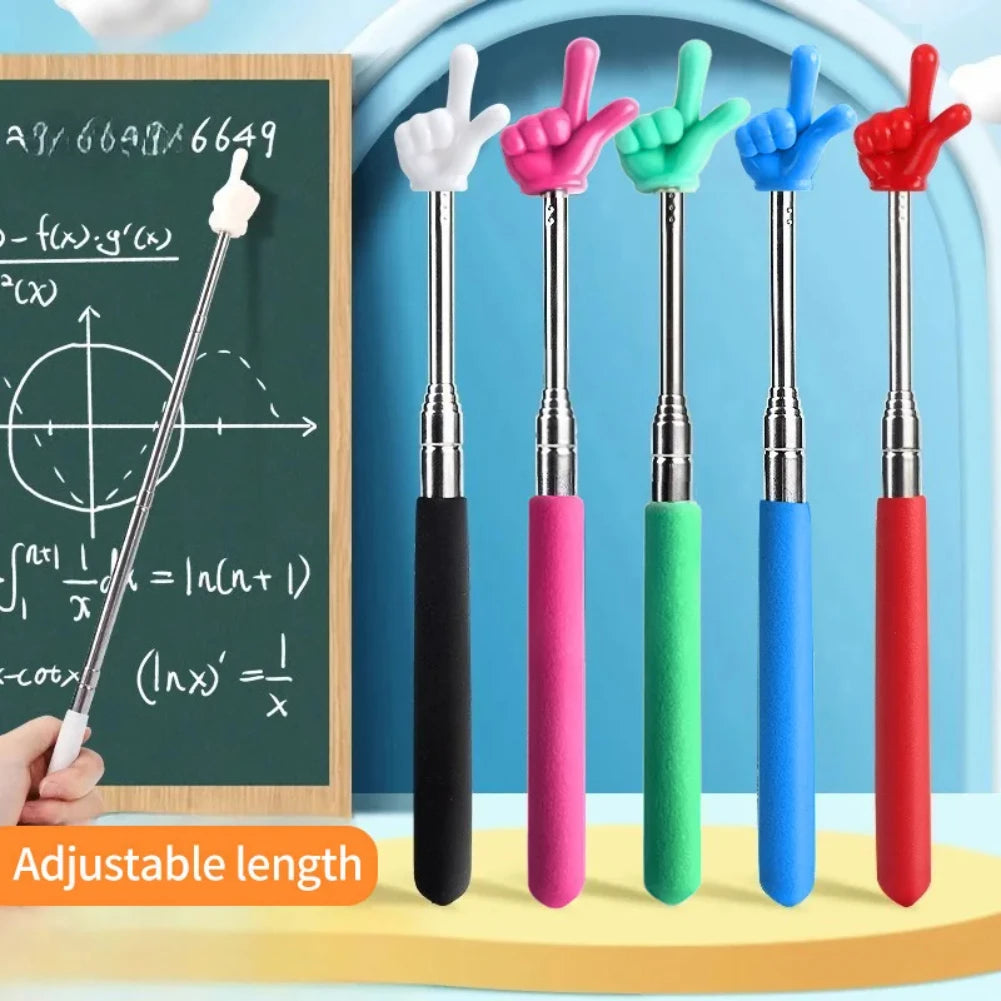 1pPointer Finger Stainless Steel Reading Sticks Telescopic Reading Finger Teaching Aids Gift for Teachers Pointer Finger Stick