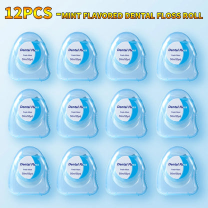 20PCS/12PCS/6PCS/2PCS dental floss roll - mint flavor, 50 meters/roll - suitable for interdental cleaning and oral care tools