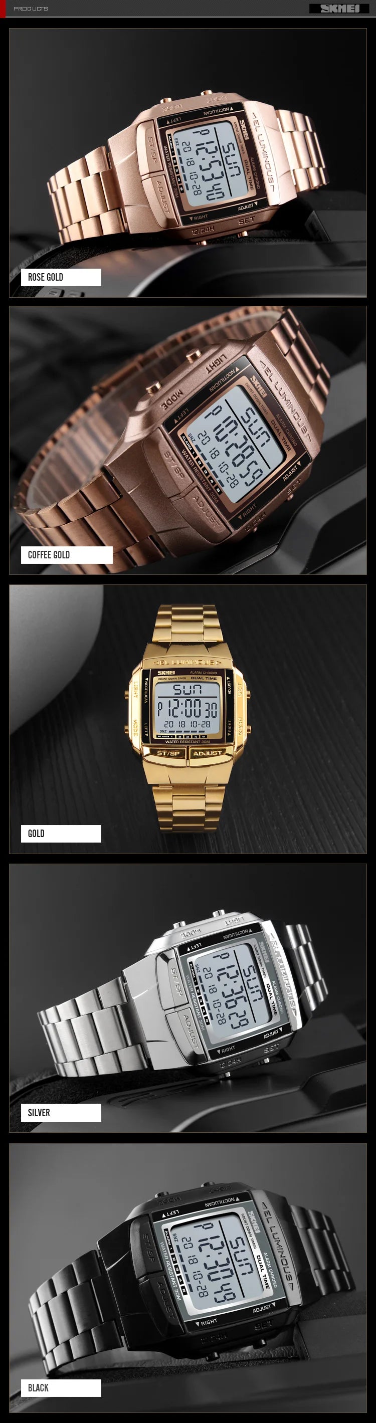 SKMEI 1381 Luxury Digital Watch for Men Sports Electronic Waterproof LED Display Wristwatches Mens Countdown Clock Reloj Hombre