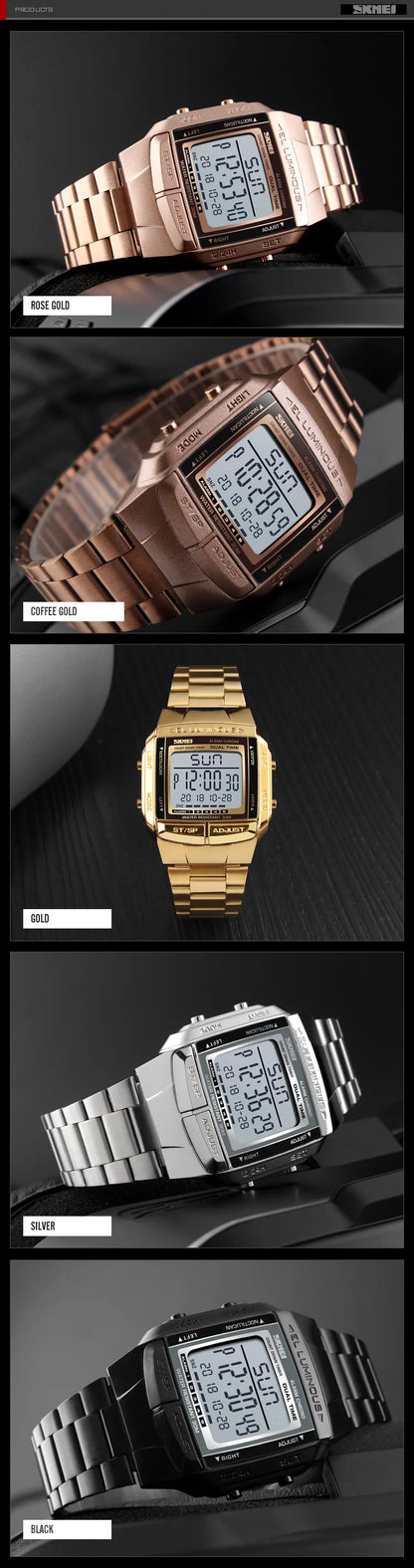 SKMEI 1381 Luxury Digital Watch for Men Sports Electronic Waterproof LED Display Wristwatches Mens Countdown Clock Reloj Hombre