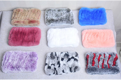 Women Handmade Stretch 100% Real Rabbit Fur Scarf Knit Genuine Rex Rabbit Fur Headbands Girls Natural Rabbit Fur Ring Scarves