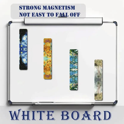 12pcs Artistic Magnetic Bookmarks Featuring World Famous Paintings by Van Gogh & Monet - Ideal for School, Office, And Art Lover