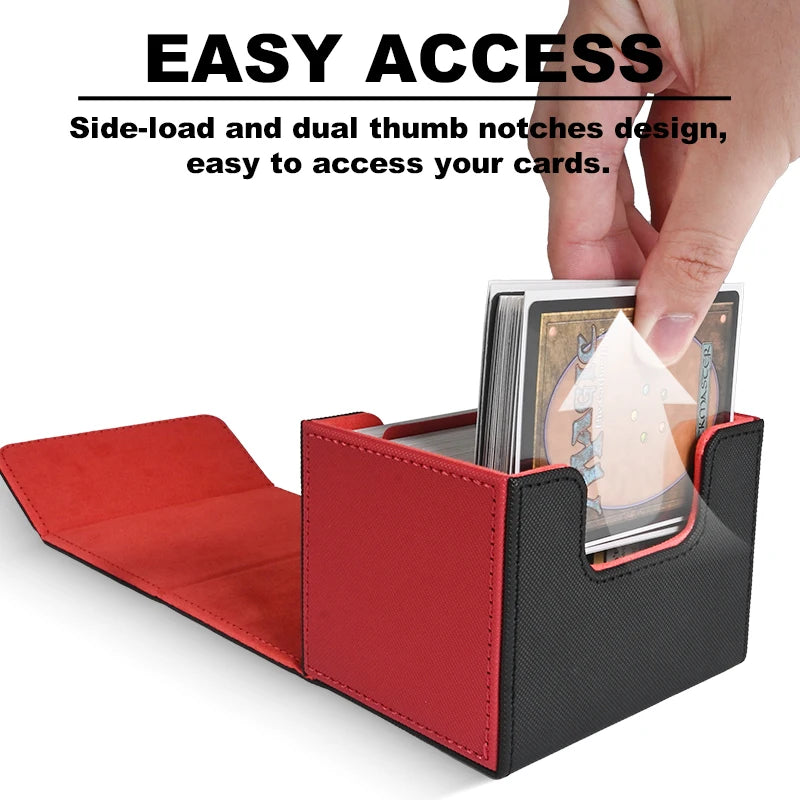Card Deck Box,PU leather strong magnet card case, Holds 120+ Single Sleeved Cards,fits for Magic, Yugioh TCG cards
