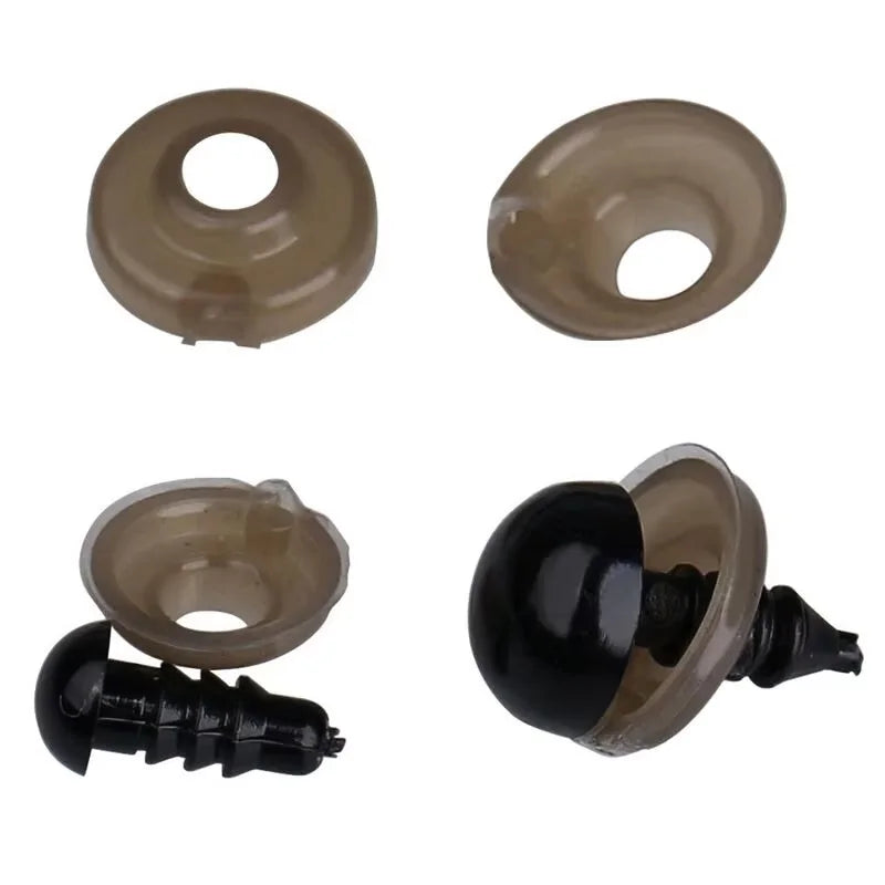 Zxiixz 100Pcs 6-12mm DIY Doll Eyes Black Plastic Crafts Safety Eyes for Teddy Bear Soft Toy Animal Doll Toy DIY Accessories