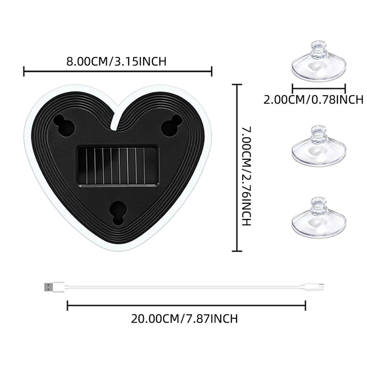 Universal Solar Atmosphere Light Heart-shaped Dynamic Gradient LED Fit Car Interior Ambient Light Decoration Accessory RGB