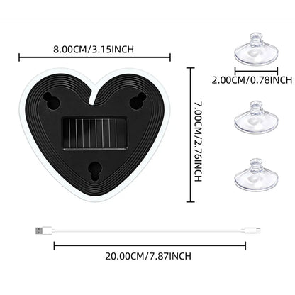 Universal Solar Atmosphere Light Heart-shaped Dynamic Gradient LED Fit Car Interior Ambient Light Decoration Accessory RGB