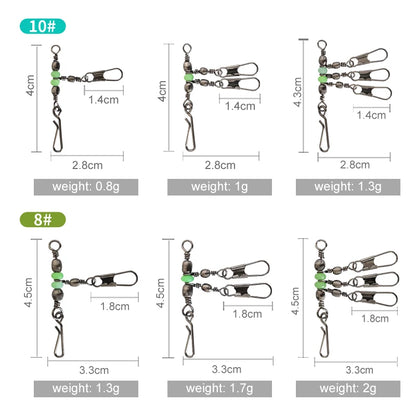 New Luminous Squid Jig Lure Swivels Fishing Bearing Rolling Swivel Solid Ring Fishing Connector With Interlock Snap Accessories