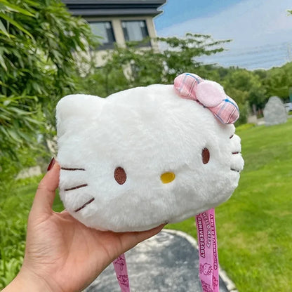 Hello Kitty Bow Crossbody Bag Kawaii Plush Shoulder Purse Cute Fashion Gift for Women Girls Kids White KT Cat Bag