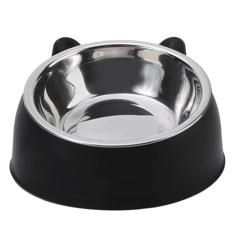 Stainless Steel Cat Bowl with Non Slip Base Cute Cat Ear Design Elevated Pet Food Water Bowl for Dog Kitten Puppy Safe Durable