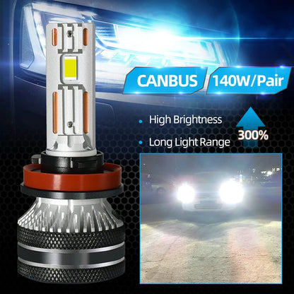 K5C H7 LED 60000LM 140W H7 Canbus Led Bulbs 4300K LED H4 H11 HB3 9005 HB4 9006 K6C Led Double Copper Tube Fog Light 12V 2PCS