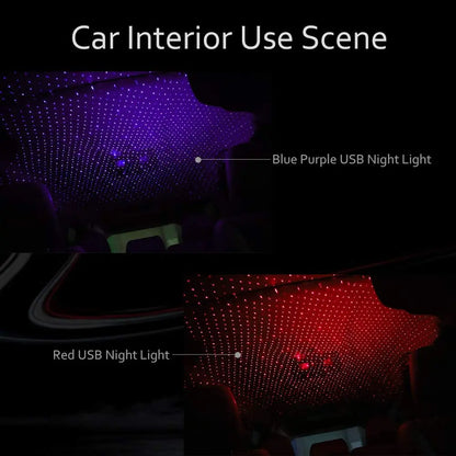 2X Romantic LED Starry Sky Night Light 5V USB Powered Galaxy Star Projector Lamp for Car Roof Room Ceiling Decor Plug and Play