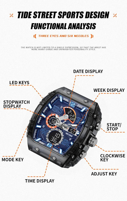 SMAEL 8109 Digital Watch Men Outdoor Sport 5ATM Waterproof LCD Electronic Male Quartz Watches for Men's Chronograph Wristwatch