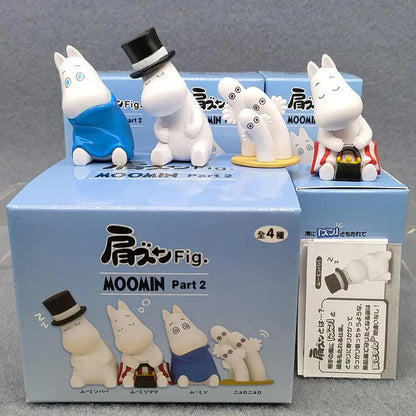 Moominses Shoulder-to-shoulder Sitting Doll Hippo Model Action Figures Collectible Desktop Ornaments