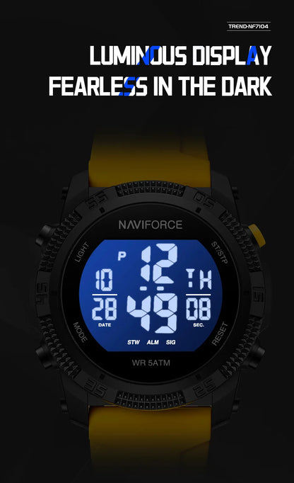 NAVIFORCE Brand Original Men Fashion Watch Water Resistant Personality Wristwatches Luxury Silicone Strap Electronic Clock 2024