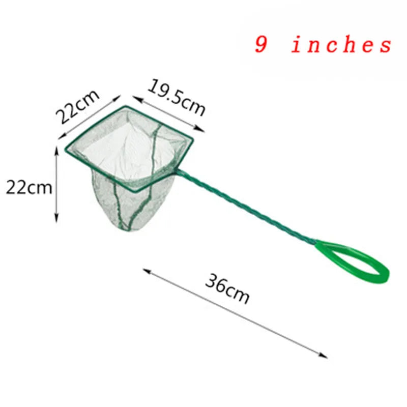 Large 3-12 Inches Fish Net Long Handle Square Aquarium Accessories Betta Shrimp Net Fishing Net Fish Tank Cleaning Tools