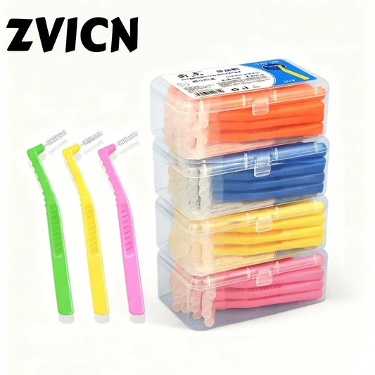 20 Pieces Boxed L-shaped Interdental Brushes for Orthodontics, Soft Bristle Interdental Cleaners, Interdental Brushes