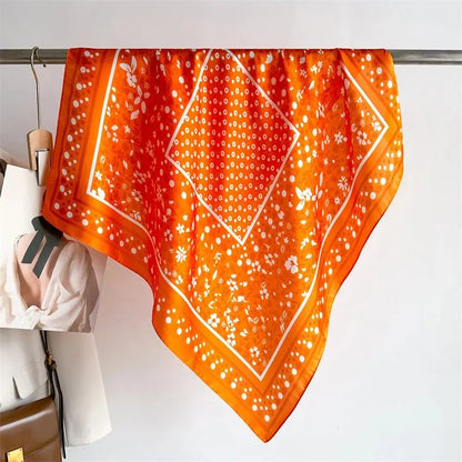 Luxury Print imitation Silk Square Scarf Women Spring Neck Tie Shawl Wraps Female Hair Hand Wrist Headkercheif Hijab Bandana