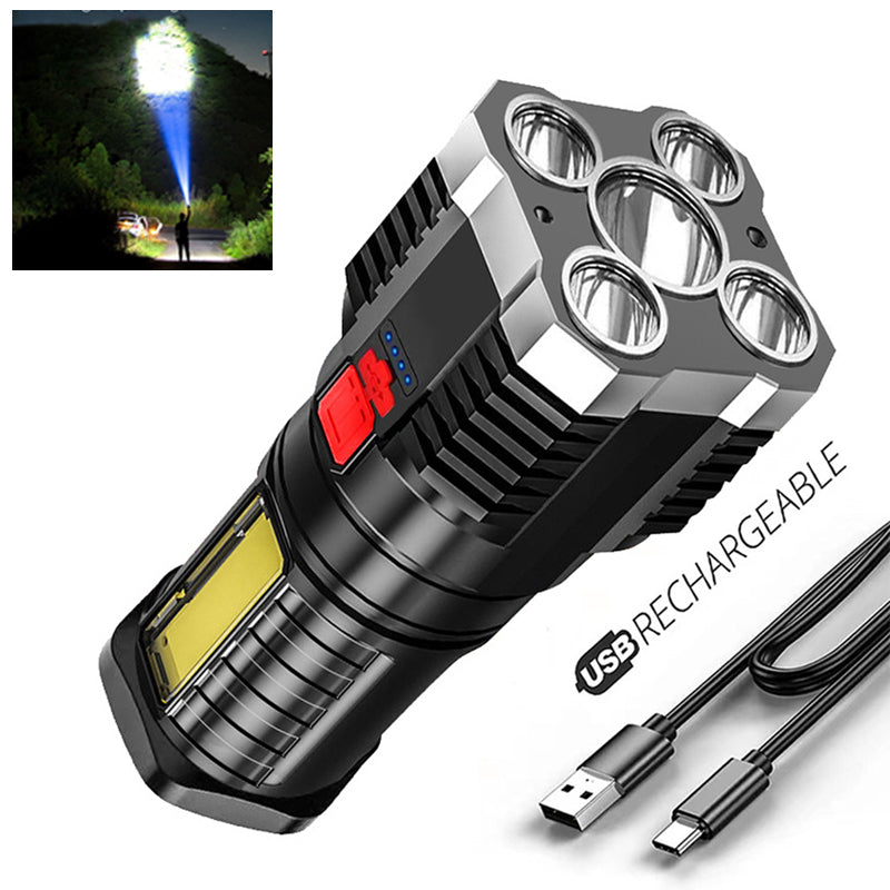 100000lumens Five Nuclear Anti-explosion Powerful Flashlight Nitecore Lantern High Power Led Torch Rechargeable Lamp with COB Side Light