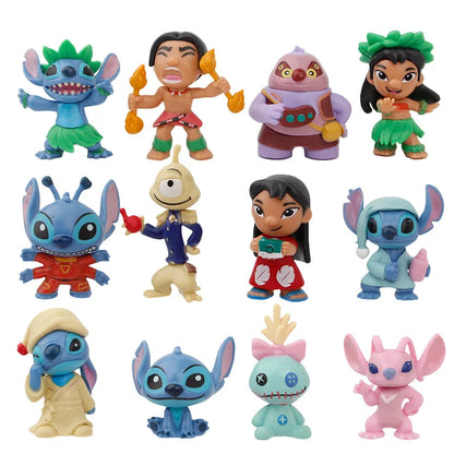 12pcs/set Anime Stitch scrump Lilo Characters Vinyl Figure Model Toys