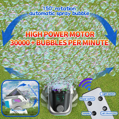 2025 Upgraded Version of the Bubble Machine with Remote Control, Automatic Rotation, and Rgb Lights, 1800Mah Rechargeable Battery, Type-C Charging, Suitable for Children, Weddings, Birthday Parties, and Outdoor Activities, Bu