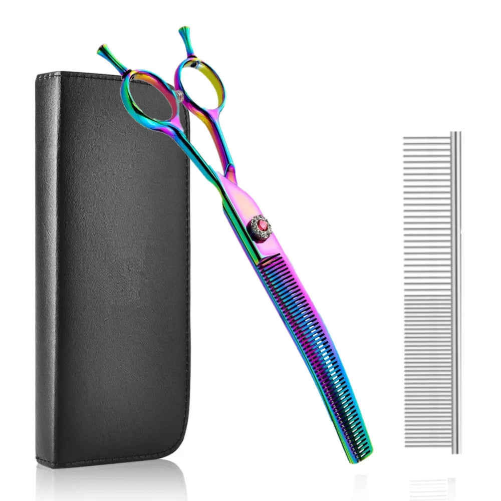 7 inch Dog Hair Trimming Scissors,Pet Grooming Curved Scissors ,Dog Beauty Grooming Curved thinning Scissors Pet Groomer